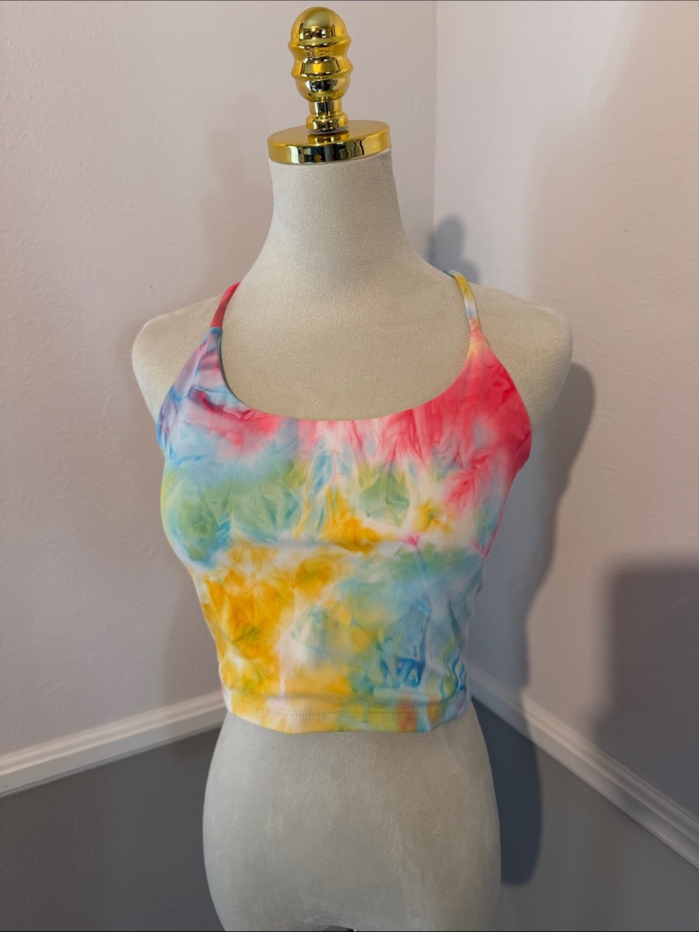 HALARA Tie-Dye Crop Tank Top in Pink, Yellow, Blue